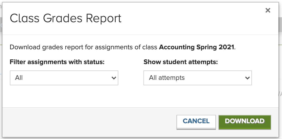 Class Grades Report