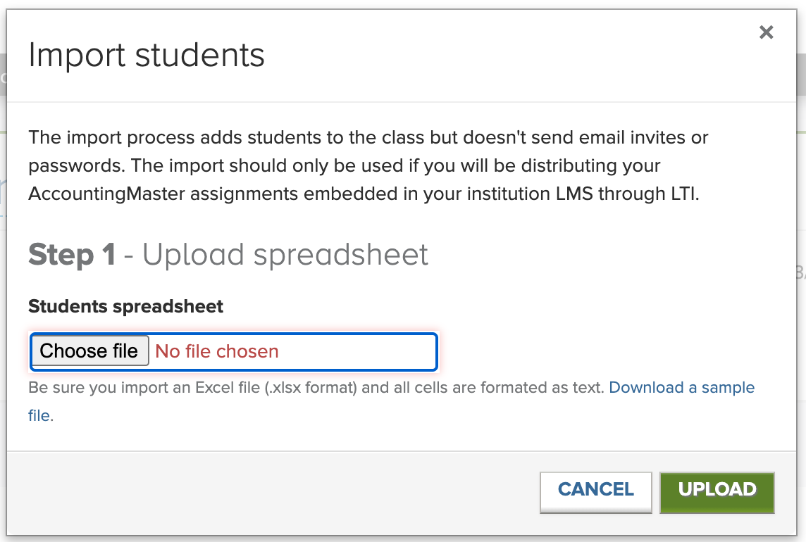 Import dialog